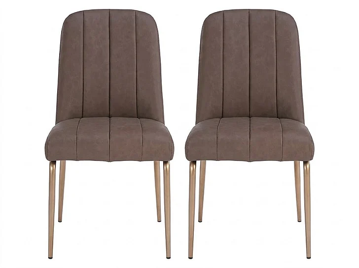 Modus Furniture Sunrise Apollo Upholstered Dining Chair in Cinnamon Synthetic Leather and Brushed Bronze Metal PUSJ63BPJ (Set of 2)