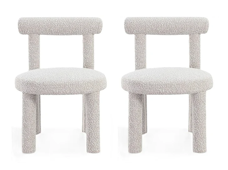Modus Furniture Crossroads 2.0 Addison Modern Dining Chair in Cotton Ball Boucle PWNB63A (Set of 2)