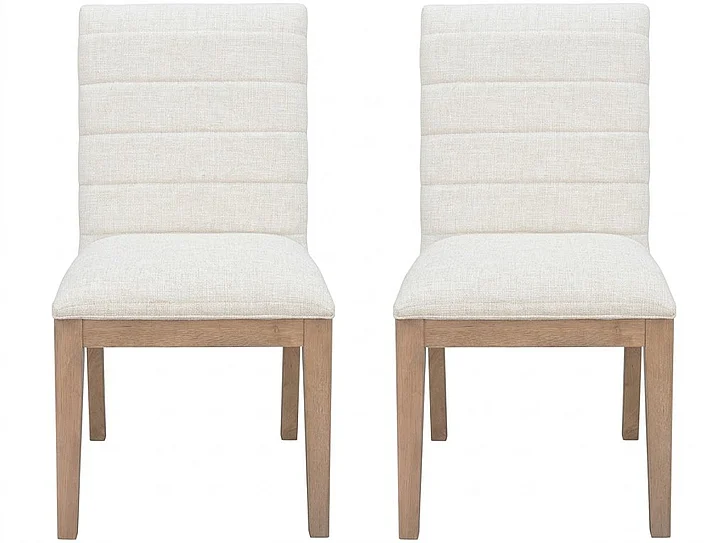Modus Furniture Sumire Solid Wood Dining Chair in Ginger and Natural Linen QETW65 (Set of 2)