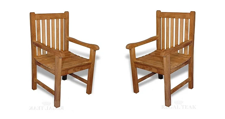 Regal Teak Block Island Garden Chair with Arms (Set of 2) RAAA
