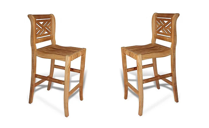 Regal Teak Chippendale Bar Chair (Set of 2) RBAR-Chip