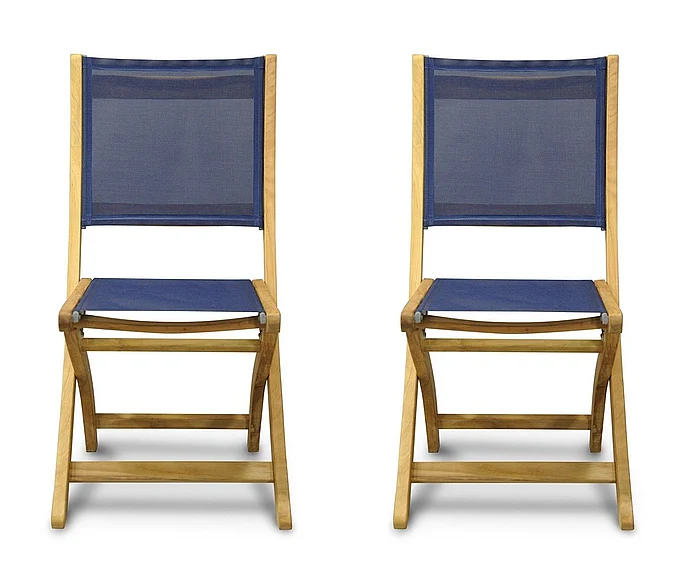 Regal Teak Providence Chair No Arm Batyline Navy (Set of 2) RC-028-NAV