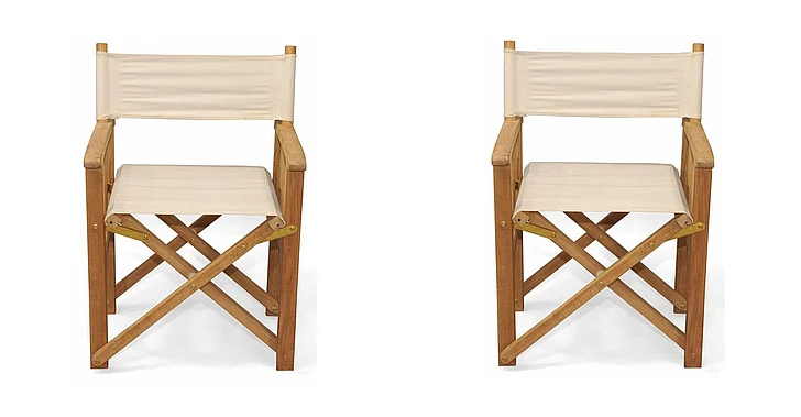 Regal Teak Director's Chair, Canvas Sunbrella Fabric (Set of 2) RDR-C-5453
