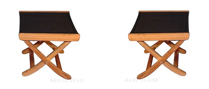 Regal Teak Foot Stool for Teak Recliner in Black (Set of 2) RFS-BB