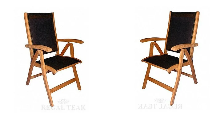 Regal Teak Recliner Sling Fabric in Black (Set of 2) RRC-BB