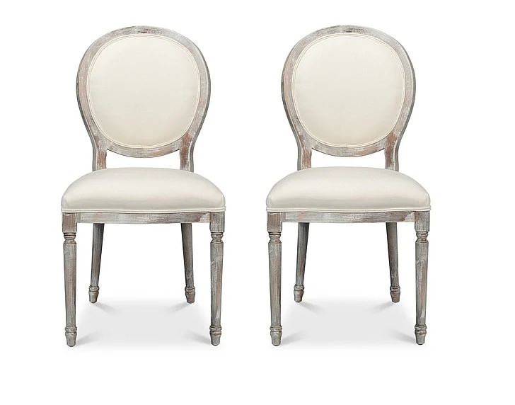Sarreid Round Back Side Chair in Grey Oak/Off White (Set of 2) U018-06F02