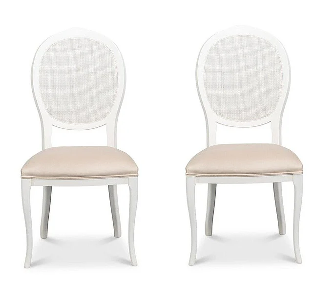 Sarreid Oval Cane Back Side Chair (Set of 2) in Cortina White U093-08TV