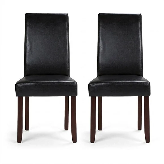 Simpli Home Acadian Parson Dining Chair (Set of 2) in Midnight Black WS5113-4-BL