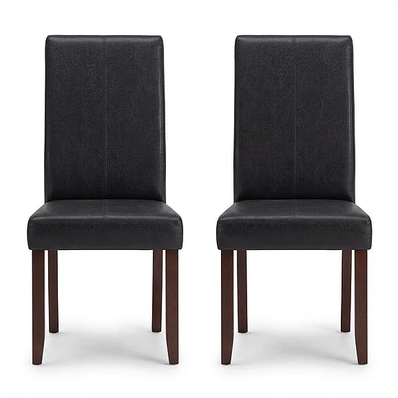 Simpli Home Acadian Parson Dining Chair (Set of 2) in Distressed Black WS5113-4-DBL