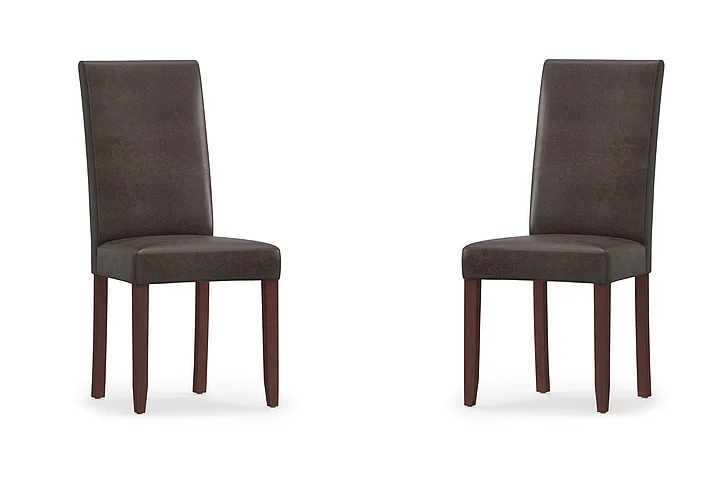 Simpli Home Acadian Parson Dining Chair (Set of 2) in Distressed Brown WS5113-4-DBR