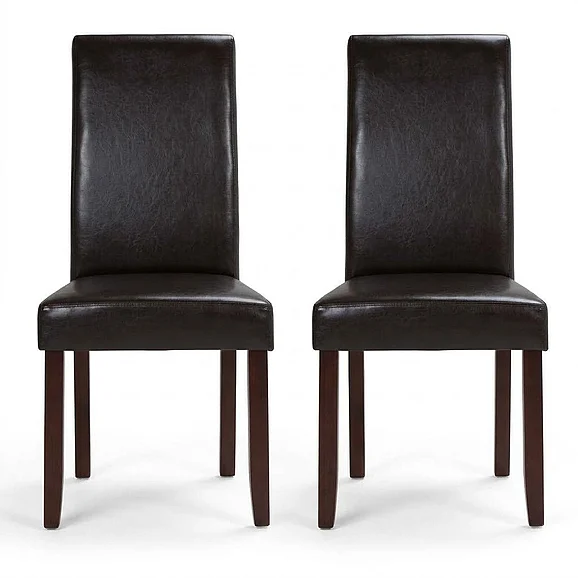 Simpli Home Acadian Parson Dining Chair (Set of 2) in Tanners Brown WS5113-4