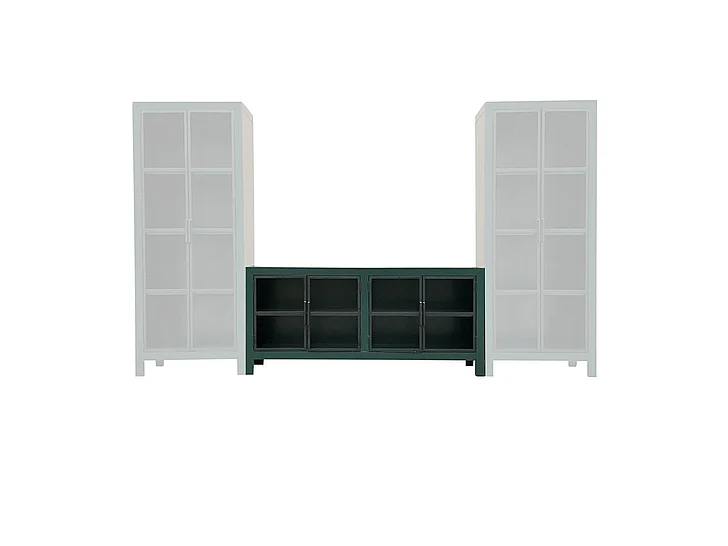 Split Nickel Langston Console w/ Wood Doors V-LANGSTON-WWC | COL41WC