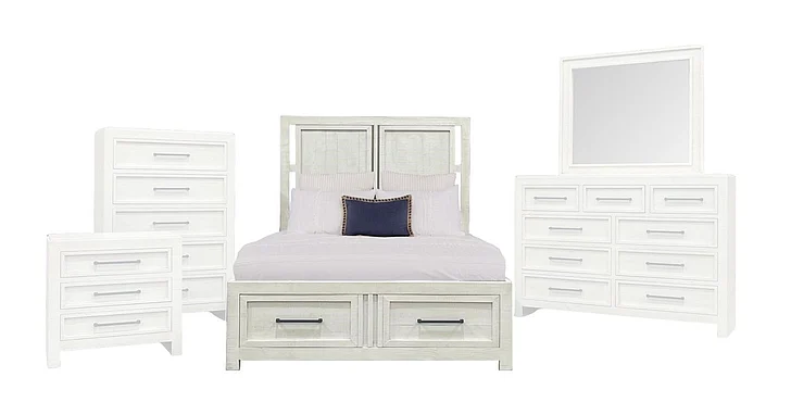 Split Nickel Manhattan Queen Bed w/ Storage | COMAN15S