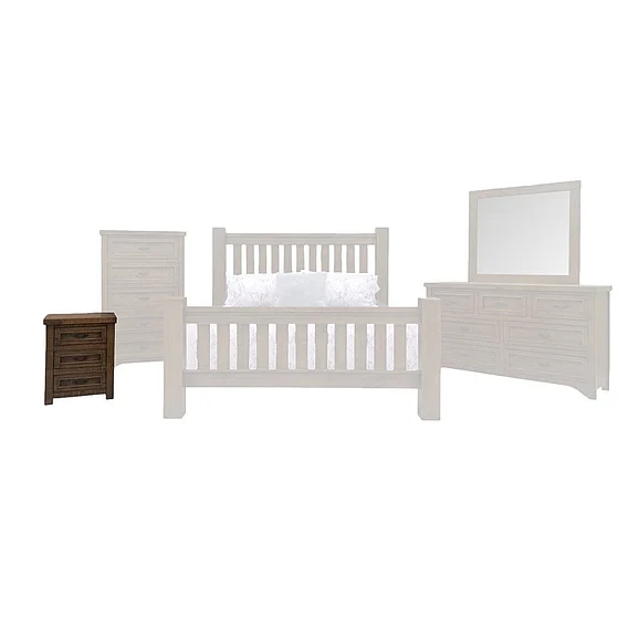 Split Nickel Montana 3 Drawer Nightstand | COMON17