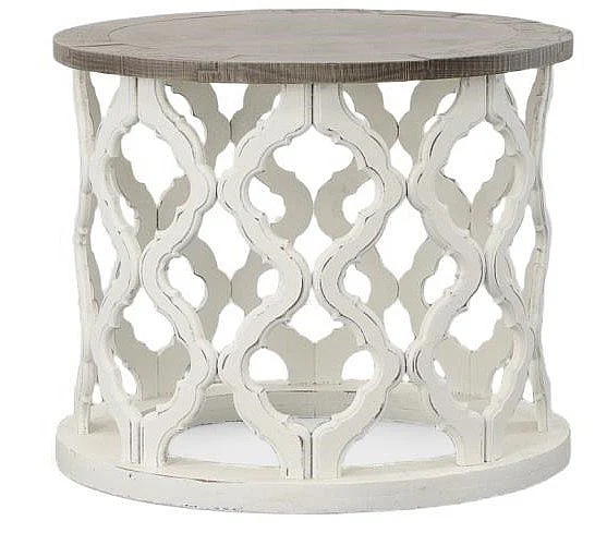 Split Nickel Brocade End Table MIC-BRO-E | SOB372