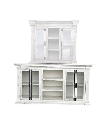 Split Nickel Maverick 4 Door Buffet W/Glass MIC-MAV-4DRG | SOM5484