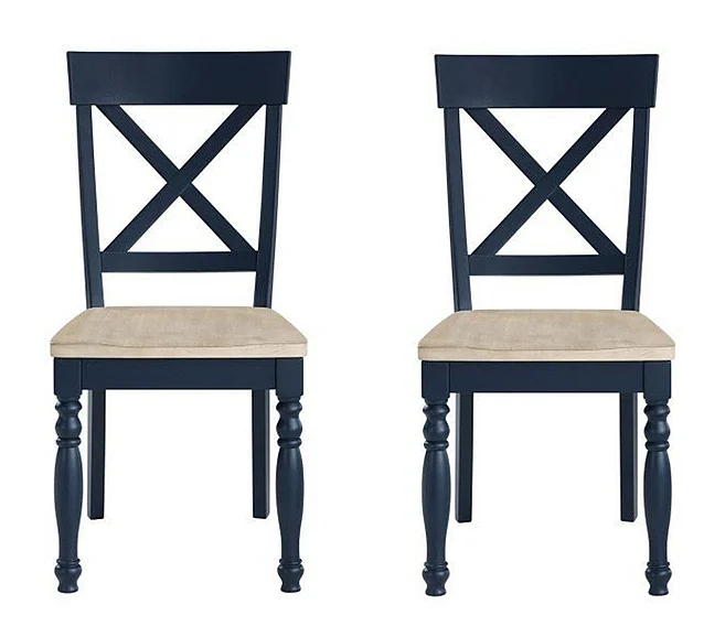 Steve Silver Darcy Solid Wood Side Chair in Midnight Blue and Natural DAR500BS (Set of 2)