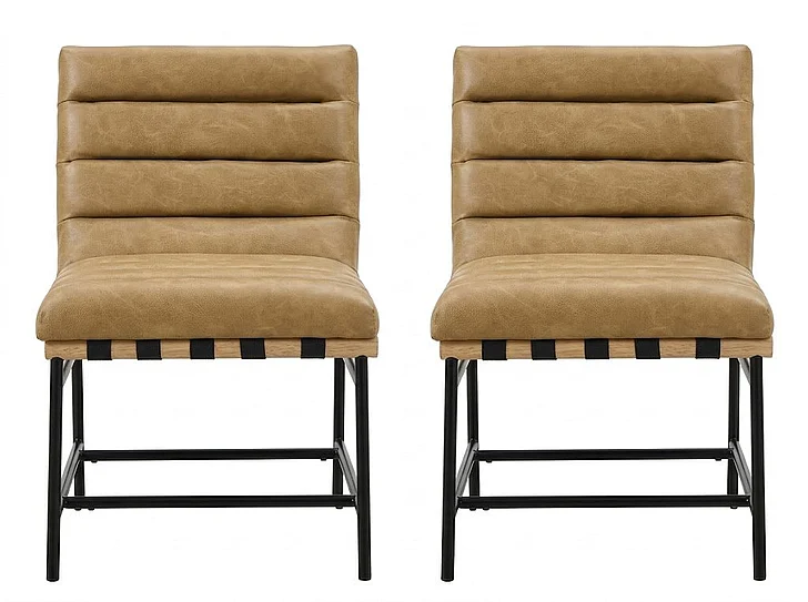 Steve Silver Nicco Sand Vegan Leather Side Chair in Sand (Set of 2) NC500SB