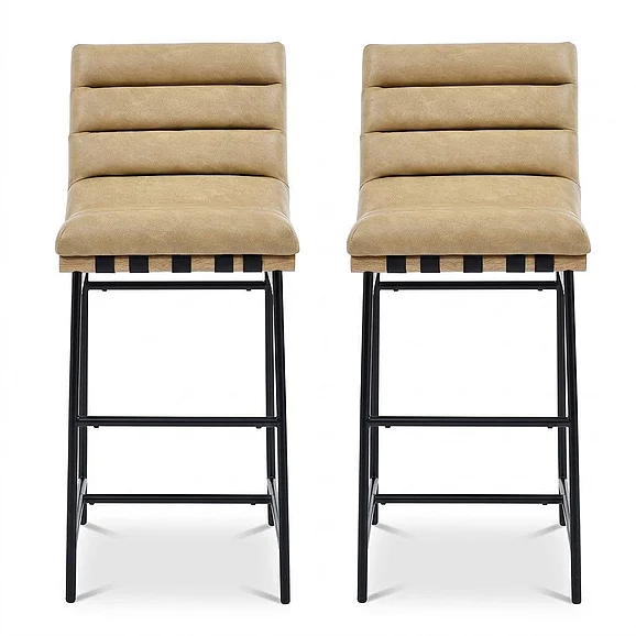 Steve Silver Nicco Sand Vegan Leather 30" Bar Chair in Sand (Set of 2) VNC600BCT