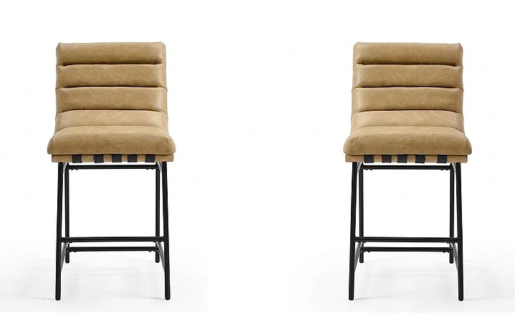 Steve Silver Nicco Sand Vegan Leather 24" Counter Chair (Set of 2) in Sand NC600CCT