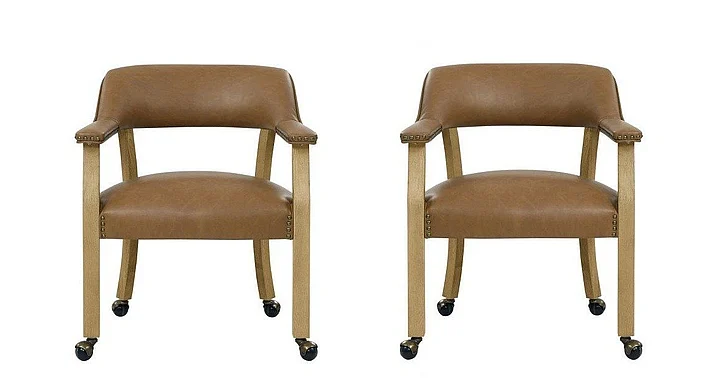 Steve Silver Rylie Camel Vegan Leather Captains Chair in Natural and Camel RL500ACN (Set of 2)