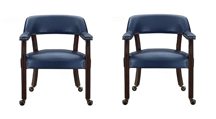 Steve Silver Tournament Arm Chair with Casters in Navy VTU500AN (Set of 2)