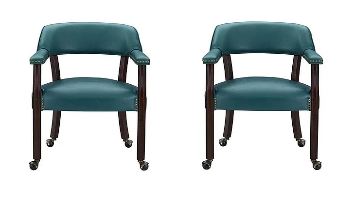 Steve Silver Tournament Arm Chair with Casters in Teal TU500AT (Set of 2)