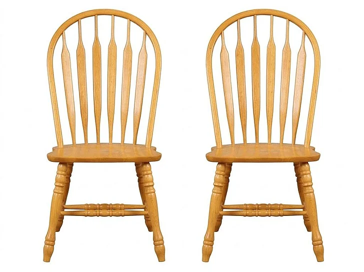 Sunset Trading Oak Selections Comfort Back Windsor Dining Side Chair in Light Oak (Set of 2) DLU-4130-LO-2