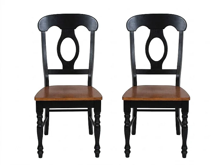 Sunset Trading Black Cherry Selections Napoleon Dining Chair in Distressed Antique Black with Cherry (Set of 2) DLU-C50-BCH-2