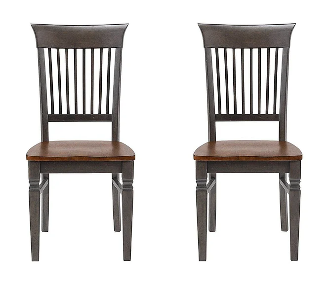 Sunset Trading Dakota Slat Back Armless Dining Chairs in Distressed Brown and Ash Gray (Set of 2) DLU-DK-C70-TA-2