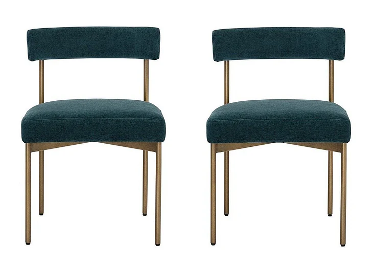 SUNPAN Seneca Dining Chair - Antique Brass - Danny Teal (Set of 2) 109133 PROMO