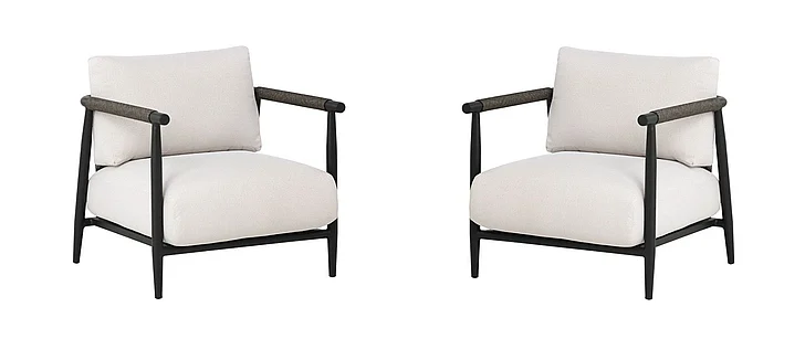 Sunpan Muros Lounge Chair (Set of 2) in Black/Palazzo Cream 112165V