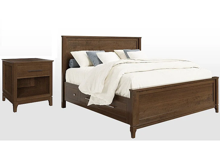 Troyer Ridge Boulder Creek 2pc Bedroom Set w/Side Storage (4 Drawer, 2 Door) in Brown Maple