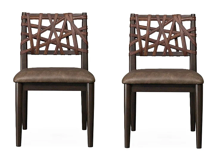 Modus Furniture Koko Woven Side Chair in Pangolin TWXV64 (Set of 2)