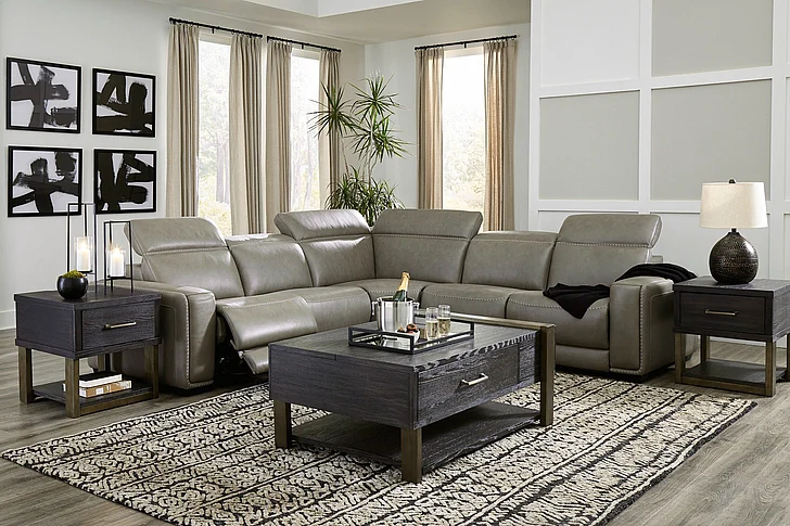 Correze 5-Piece Power Reclining Sectional in Gray U94202S9