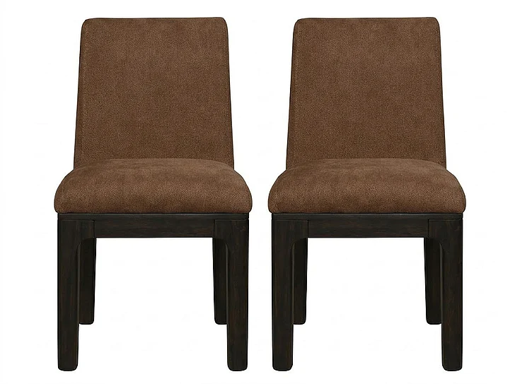 Modus Furniture Zamba Chenille Upholstered Acacia Wood Dining Chair in Pineapple and Jaguar UKXT64 (Set of 2)