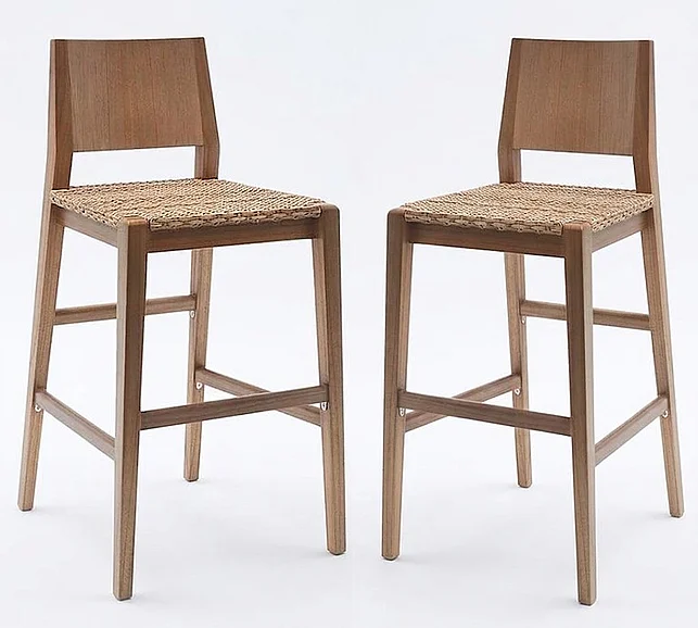 Indo Puri Valeria Bar Stool in Light Beige (Set of 2)