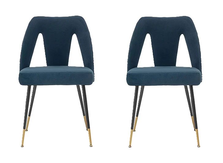 Akoya Contemporary Velvet Upholstered Dining Chair (Set of 2) Blue FedEx/UPS FedEx/UPS
