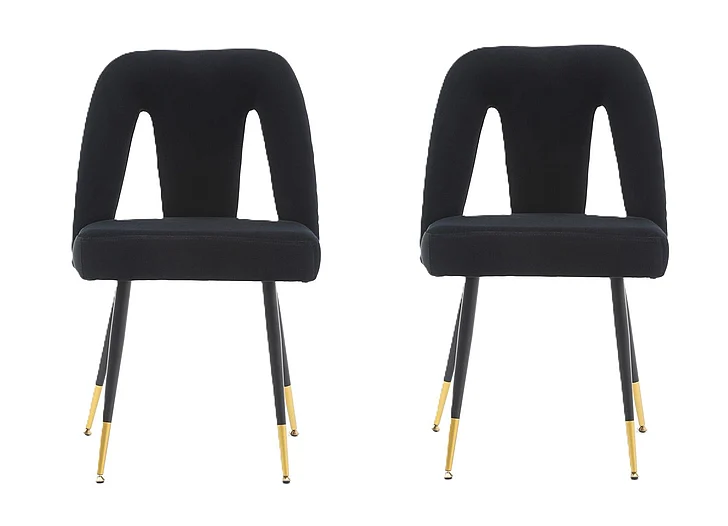 Akoya Contemporary Velvet Upholstered Dining Chair (Set of 2) Black FedEx/UPS FedEx/UPS
