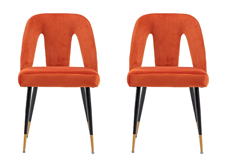 Akoya Contemporary Velvet Upholstered Dining Chair (Set of 2) Orange FedEx/UPS FedEx/UPS
