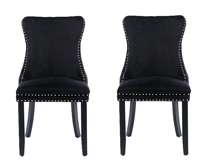Upholstered Wing-Back Dining Chair (Set of 2) Black FedEx/UPS FedEx/UPS