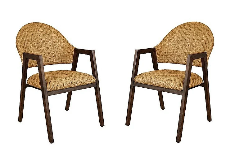 Worlds Away Round Back Armed Dining Chair (Set of 2) WALTER