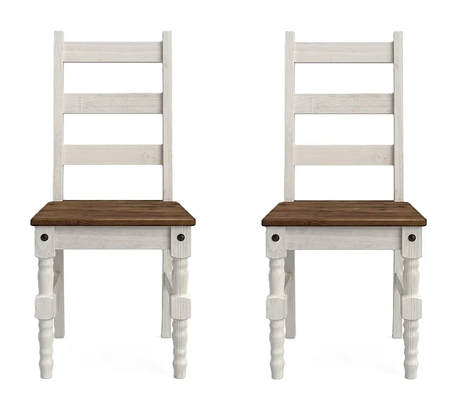Pine Crafter Furniture Dash Solid Wood Dining Chair (Set of 2) Harvest in White Distressed WCADCH127
