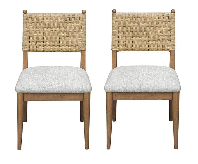 Modus Furniture Langley Woven Back Chair in Cabin Glow WD2D63 (Set of 2)