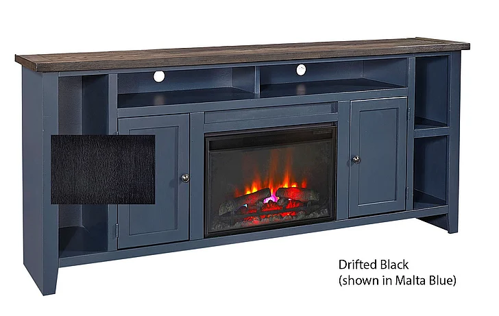 Aspenhome Eastport 84" Fireplace Console w/ 2 Doors in Drifted Black WME1902-DBK
