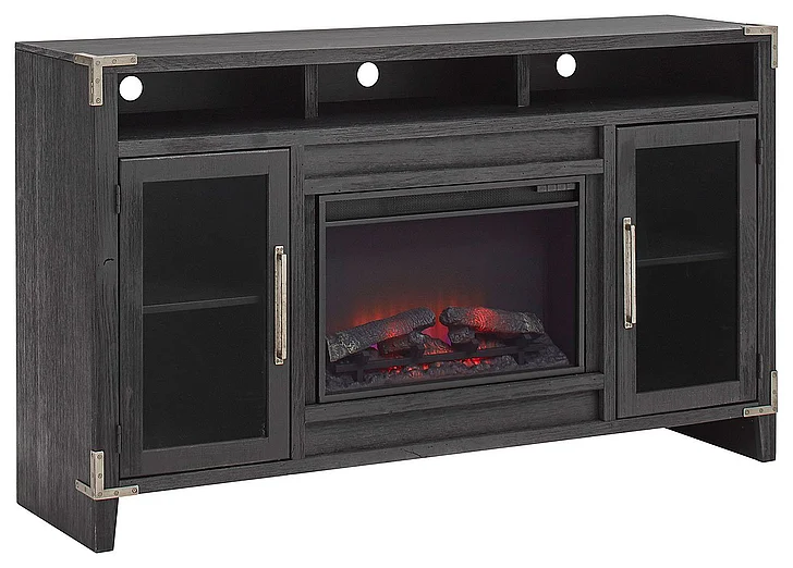 Aspenhome Quincy 66" Console w/ Fireplace in Vintage Black WMJ1940-VBK