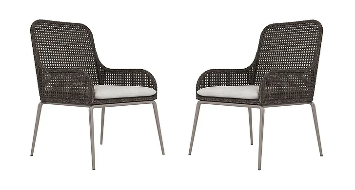 Bernhardt Exteriors Antilles Outdoor Arm Chair (Set of 2) in Pewter Grey X0161WQ