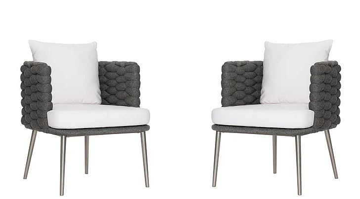 Bernhardt Exteriors Santa Cruz Arm Chair in Cadet Gray (Set of 2) X02-549X