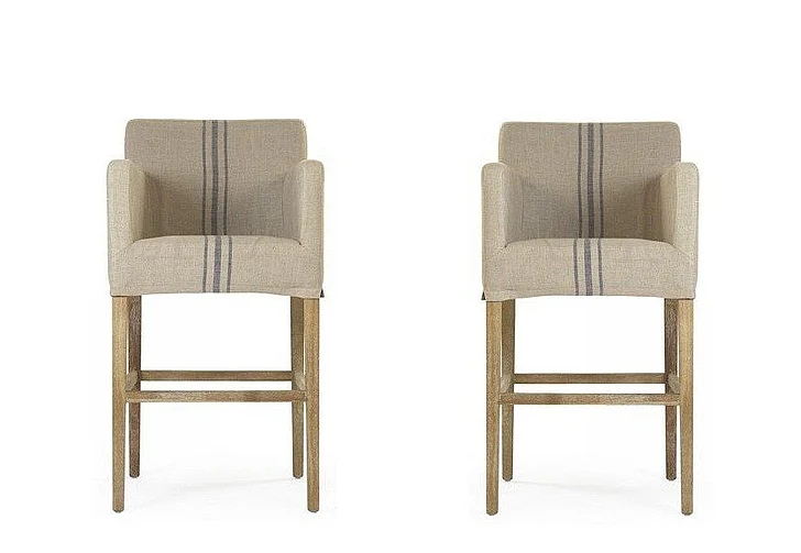 Zentique Avignon Slipcover Bar Stool in Limed Grey Oak (Set of 2) XL2001 Bar Stool E272 A033