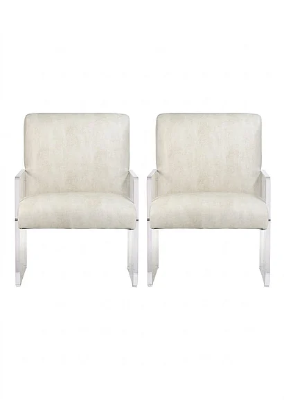 Zentique Emile Acrylic Chair in White (Set of 2) ZF006
